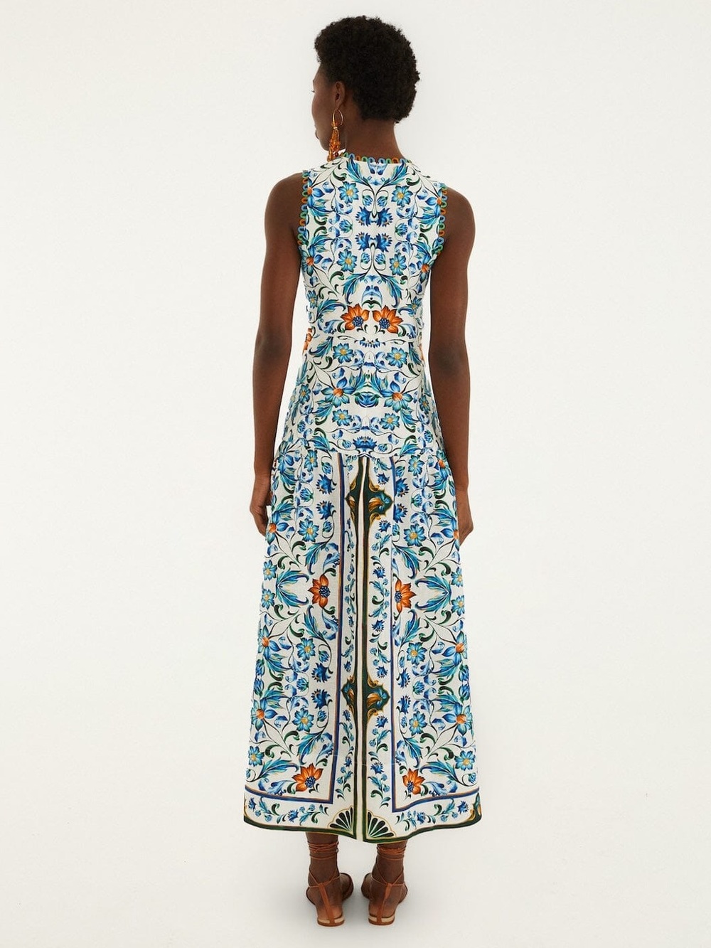 Farm Rio Off-White Flora Tile Scallop Maxi Dress - Picture 3 of 6